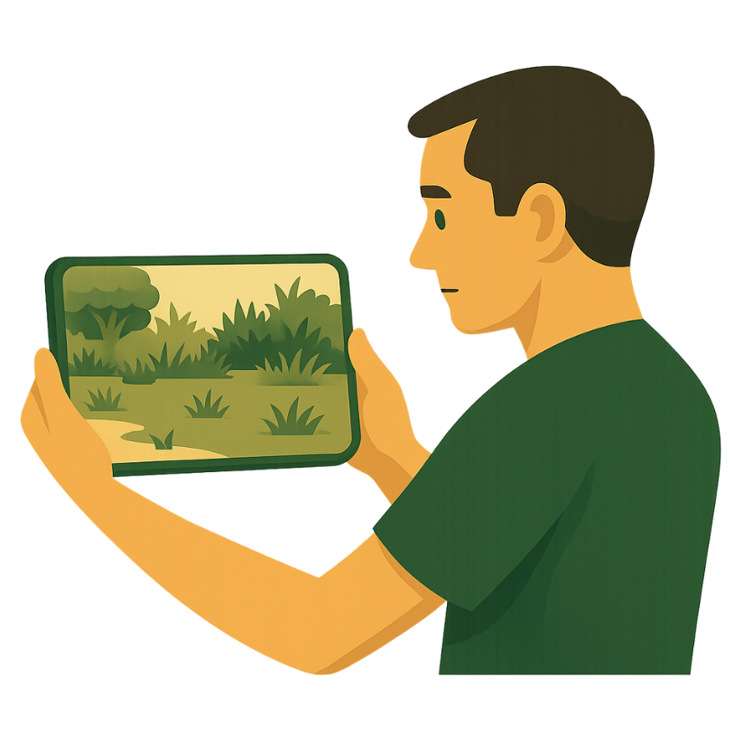 Taking a landscape photo of yard